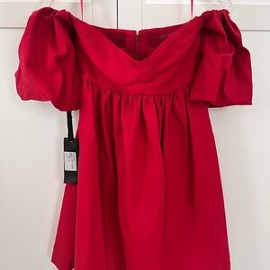 Red Puff Sleeve Dress